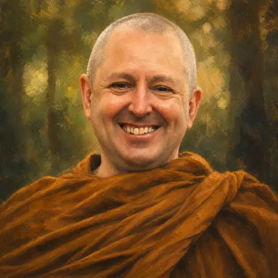 AI-generated painted portrait of Ajahn Brahm