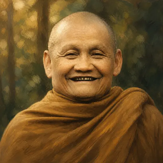 AI-generated painted portrait of Ajahn Chah