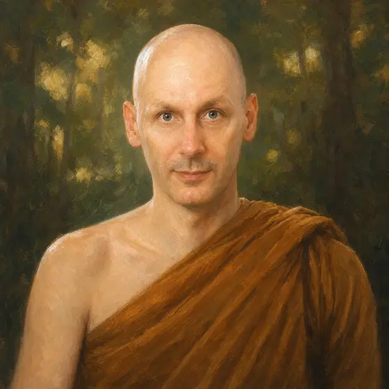 AI-generated painted portrait of Ajahn Dhammasiha