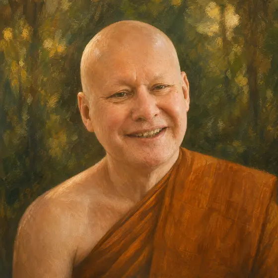 AI-generated painted portrait of Ajahn Kalyano