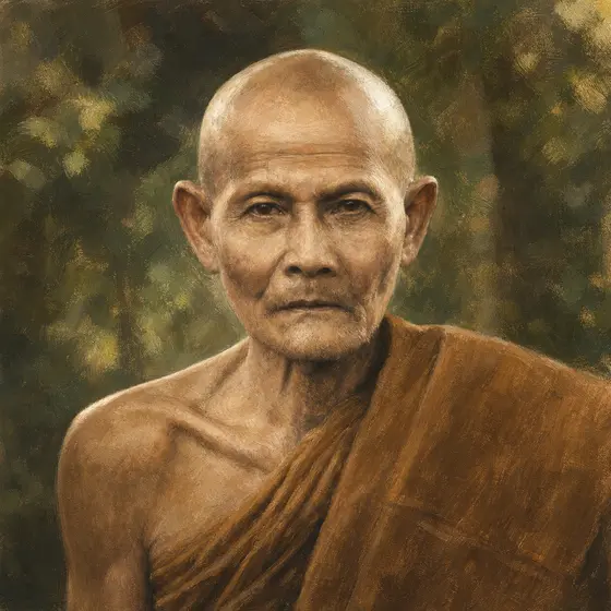 AI-generated painted portrait of Ajahn Mun