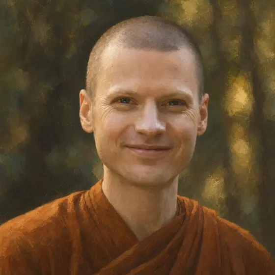 AI-generated painted portrait of Ajahn Nisabho