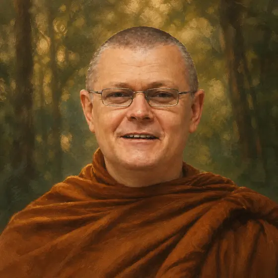 AI-generated painted portrait of Ajahn Sujato