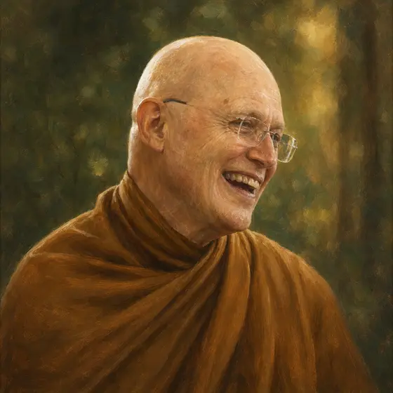 AI-generated painted portrait of Ajahn Sumedho