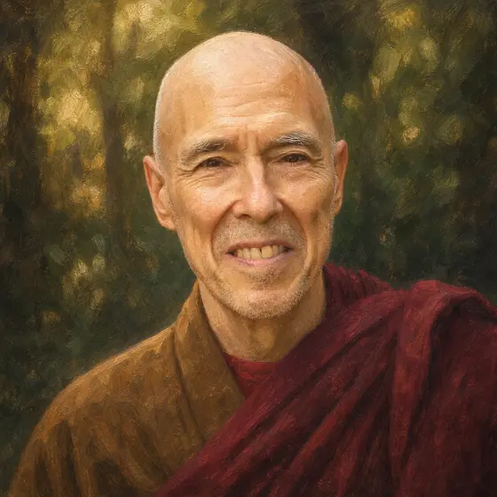 AI-generated painted portrait of Bhikkhu Bodhi