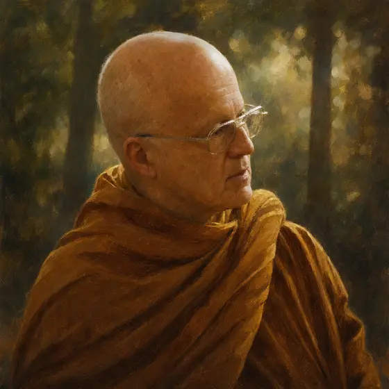 AI-generated painted portrait of Thanissaro Bhikkhu
